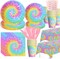 Tie Dye Party Decorations Tableware Sets Serve 24 (Pastel Tie Dye)